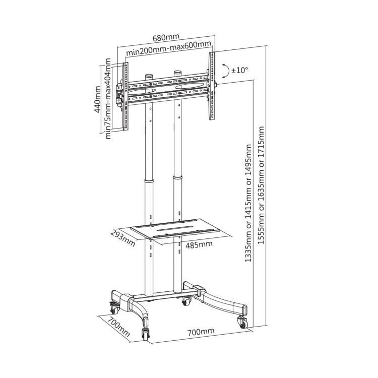 SBOX FS-400 Mobile Floor Stand Black