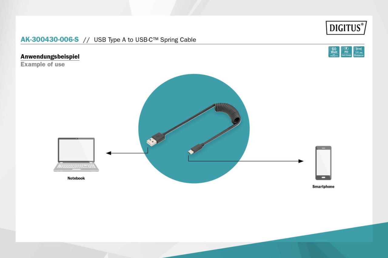 Digitus USB 2.0 Type-C cable 1m Black