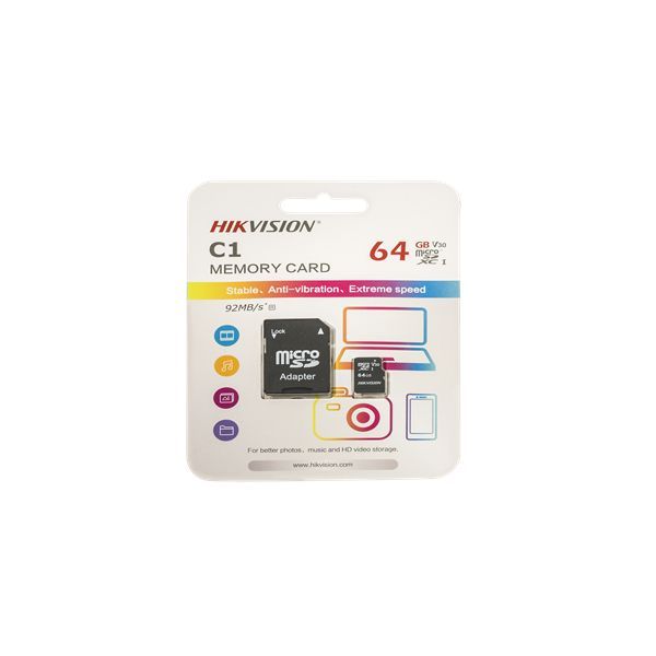 Hikvision 64GB microSDXC Class 10 UHS-I TLC V30 + Adapterrel