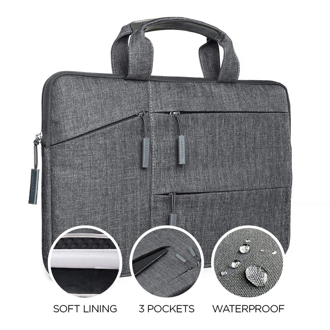 Satechi Fabric Water-Resistant Laptop Carrying Case with Pockets 15" Grey