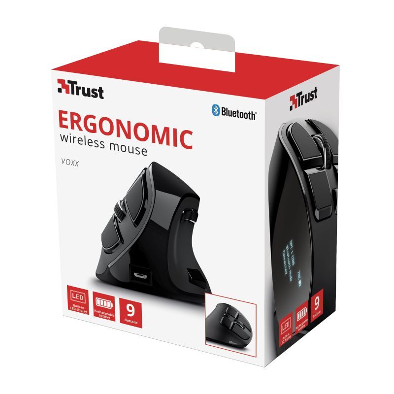 Trust Voxx Rechargeable Ergonomic Wireless Mouse Black