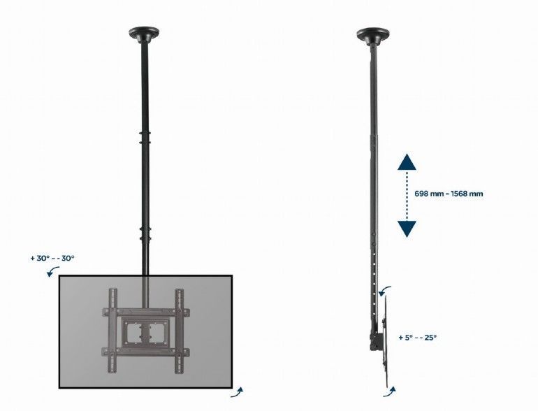 Gembird CM-70ST-01 Full-motion TV ceiling mount 32”-70” Black