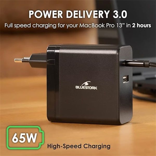 Bluestork PW-NB-65-C 65W Wall Charger Adapter Black