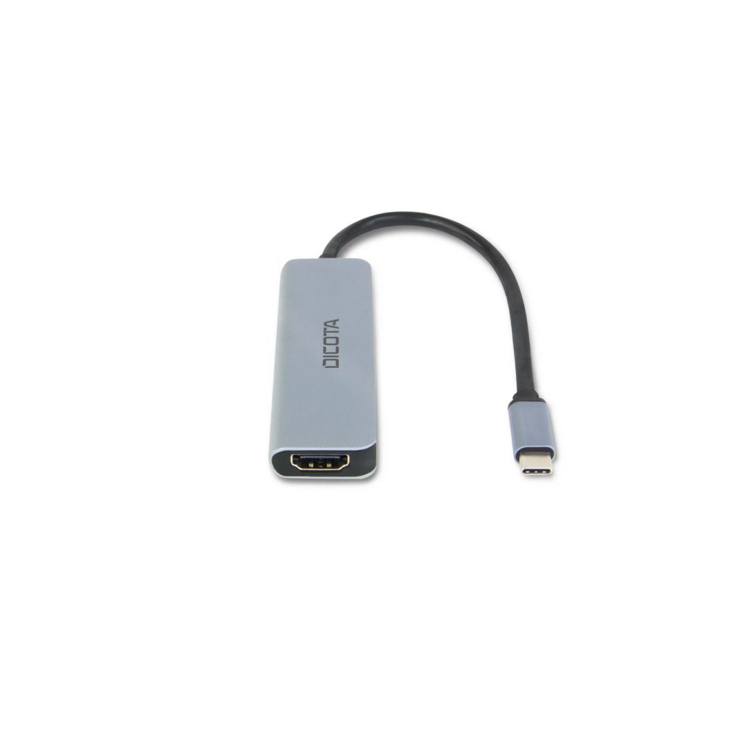 Dicota USB-C 5-in-1 Video Hub 4K PD 100W Silver