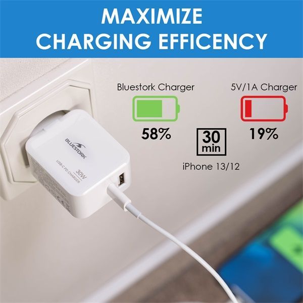 Bluestork PW-NB-30-C-A/2 30W USB-C PD Charger White