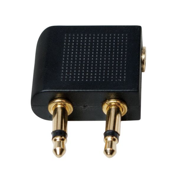 Logilink Audio adapter, 2x 3.5 mm 2-Pin/M to 3.5 mm 3-Pin/F 90° angled Black