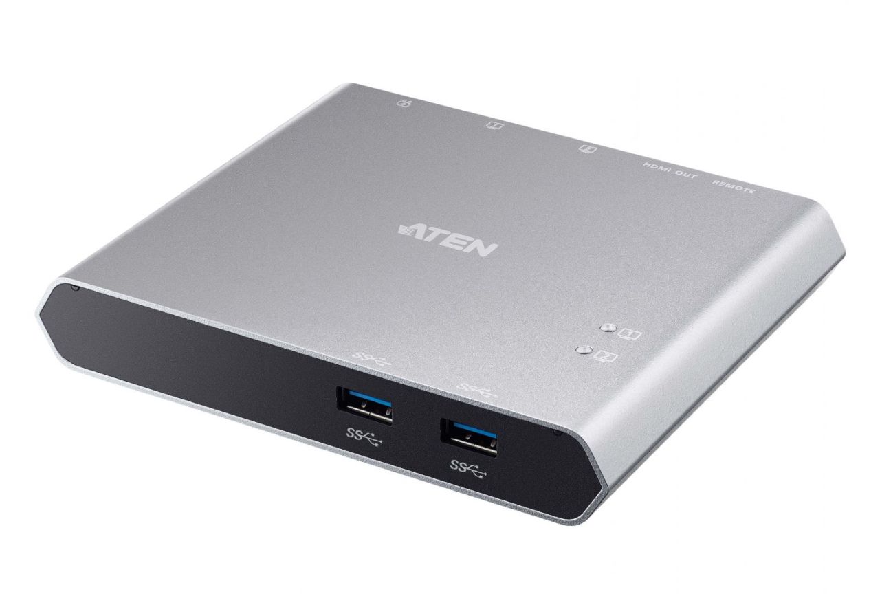 ATEN US3310 2-Port USB-C Gen 1 Dock Switch with Power Pass-through