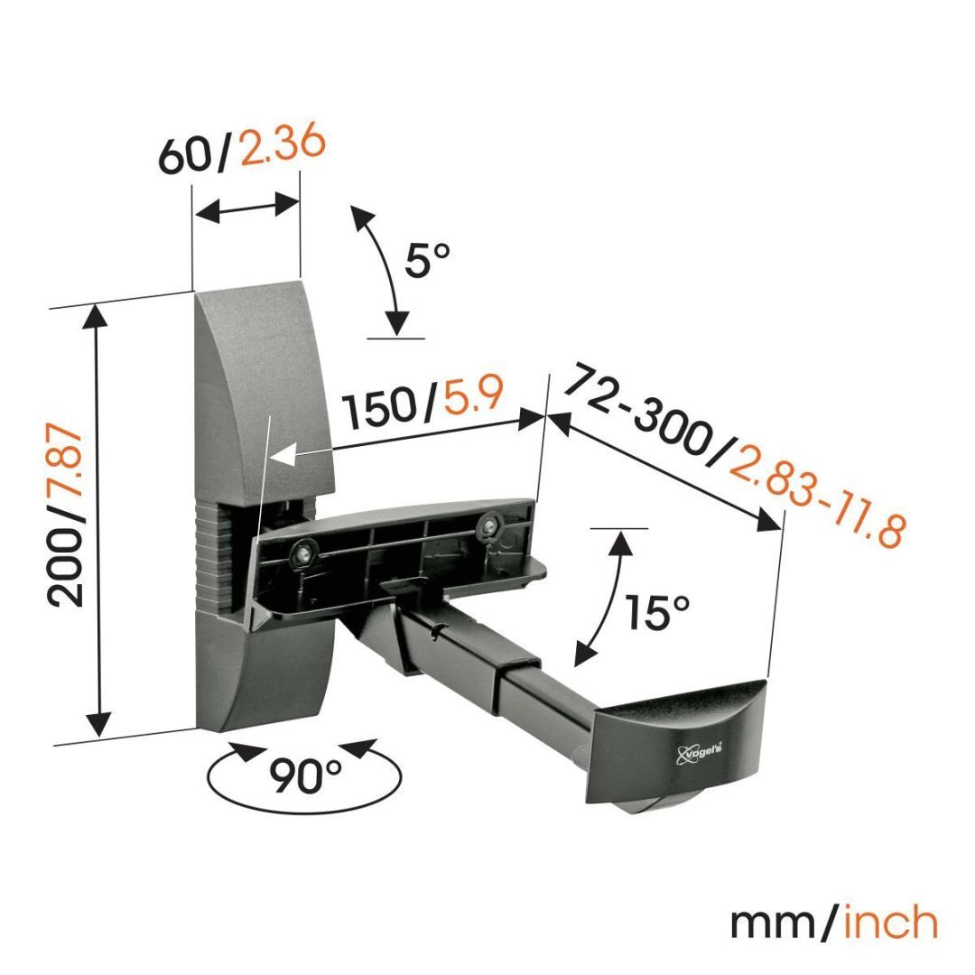 Vogel's VLB 200 Speaker Wall Mounts (2x) 20kg Black