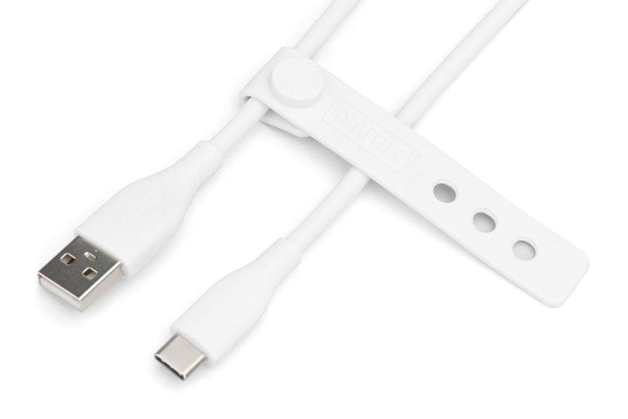 Digitus USB-C Silicone charging cable USB-A to USB-C USB 2.0 60W 0,5m White