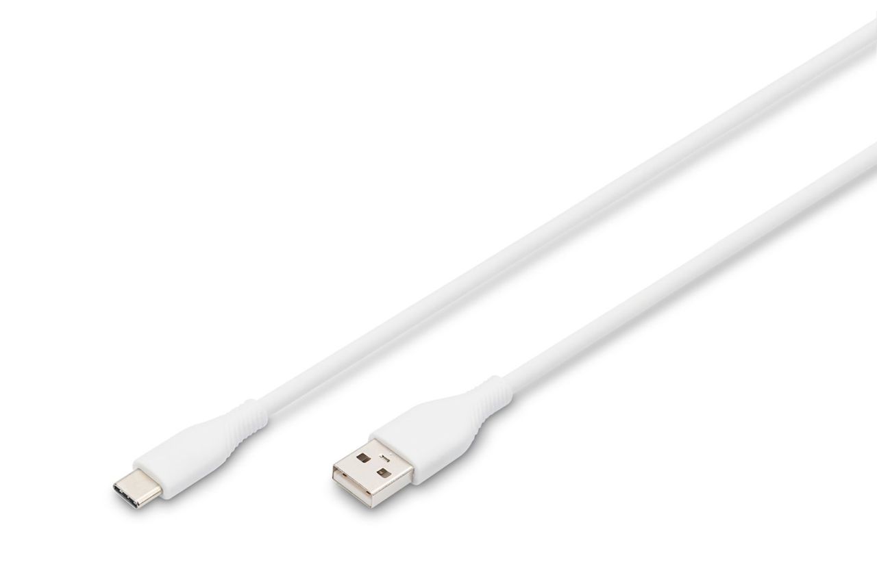 Digitus USB-C Silicone charging cable USB-A to USB-C USB 2.0 60W 0,5m White