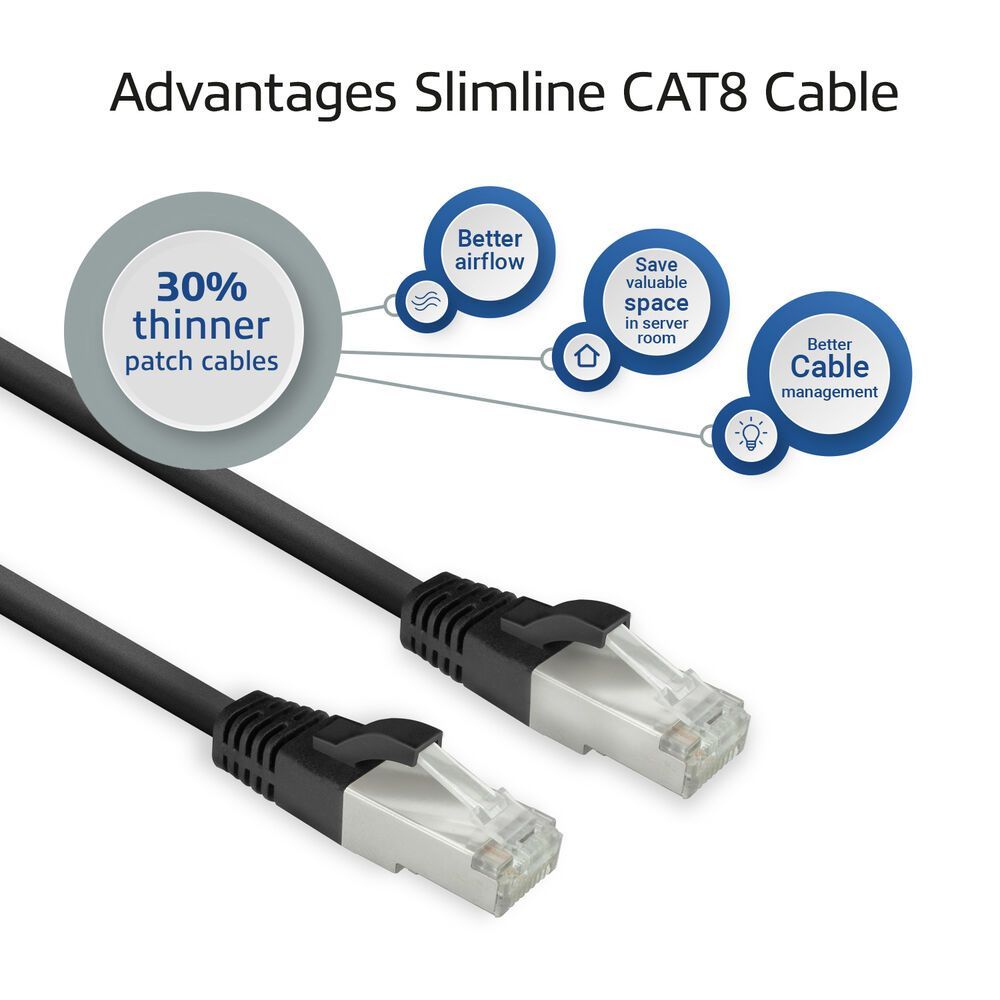 ACT CAT8 U-FTP Patch Cable 1m Black