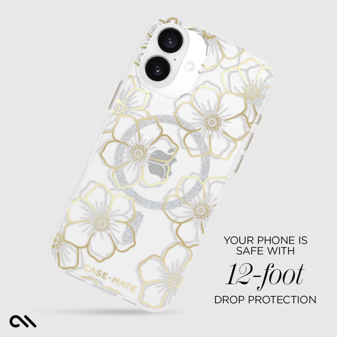 Case-Mate Floral Gems magsafe iPhone 16 Plus Gold