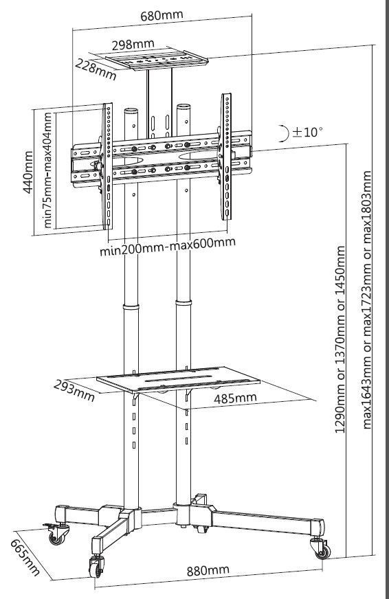 EQuip 37-70" Economy Multi-functional TV Cart