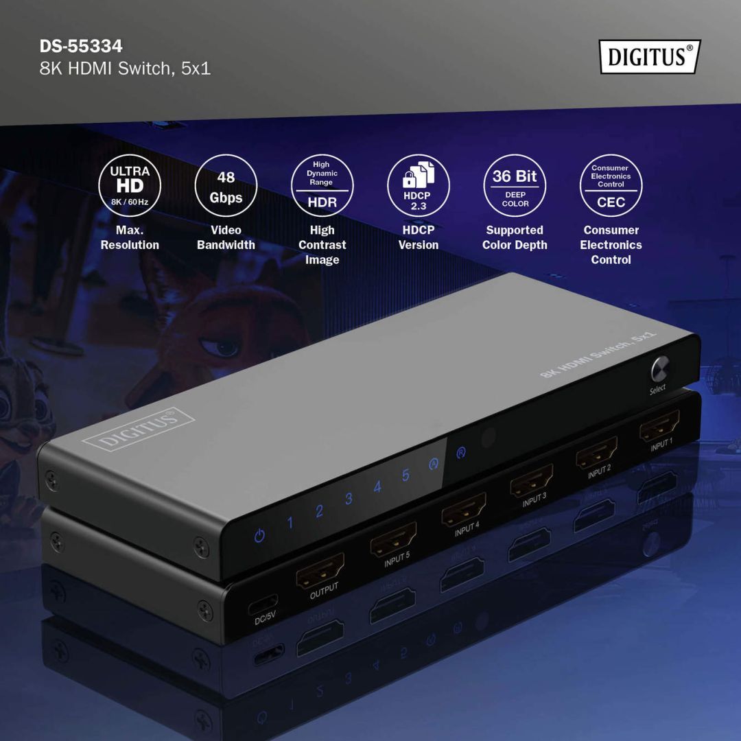 Digitus DS-55333 DS-55334 8K HDMI Switch