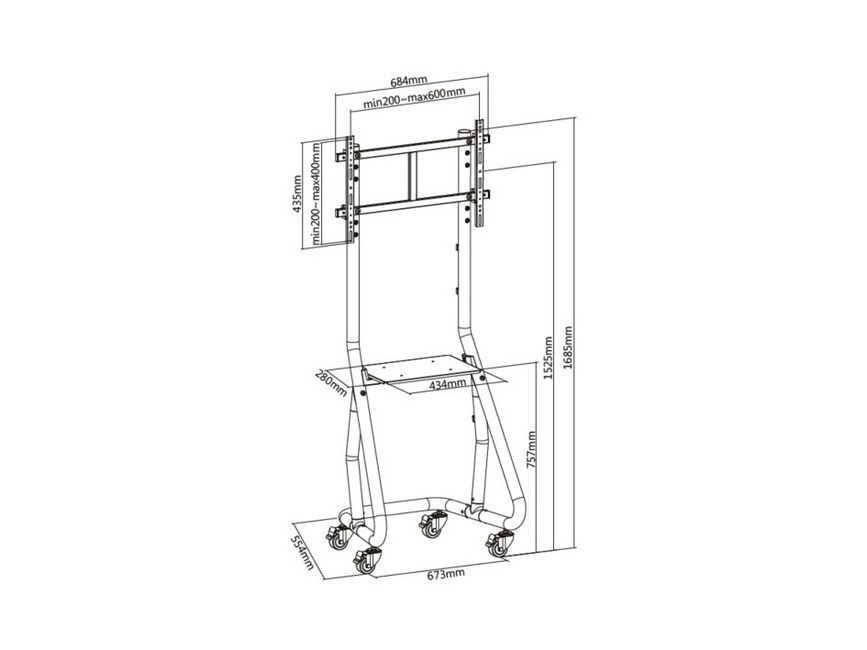 EQuip 37"-80" Heavy-Duty TV Cart Black