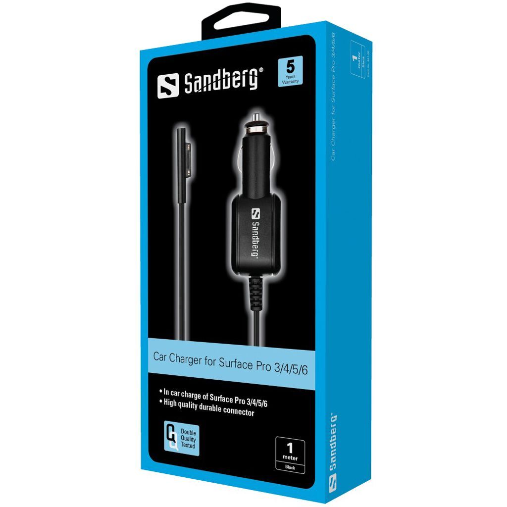 Sandberg Car Charger Surface Pro 3-7 Black