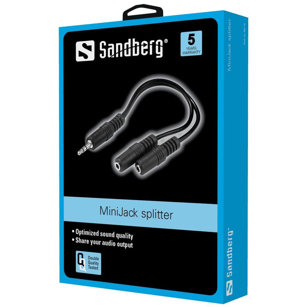 Sandberg MiniJack Splitter 1->2 Black