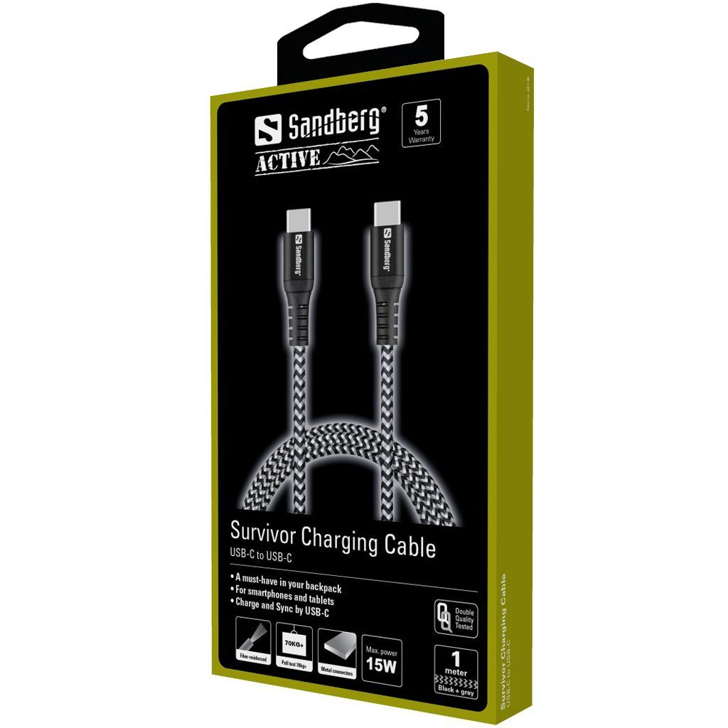 Sandberg Survivor USB-C- USB-C Cable 1m Black