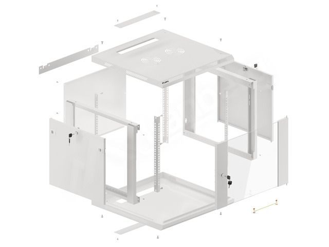 Lanberg 19" 9U Falra szerelhető Rackszekrény Grey