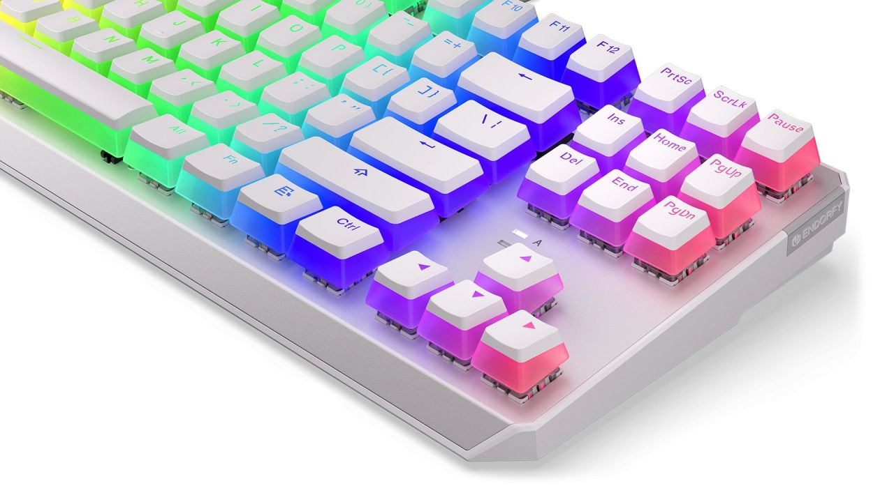 Endorfy Thock TKL Red Switch Mechanical Keyboard Pudding Onyx White US