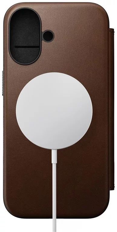 Nomad Modern Leather Folio iPhone 16 Brown