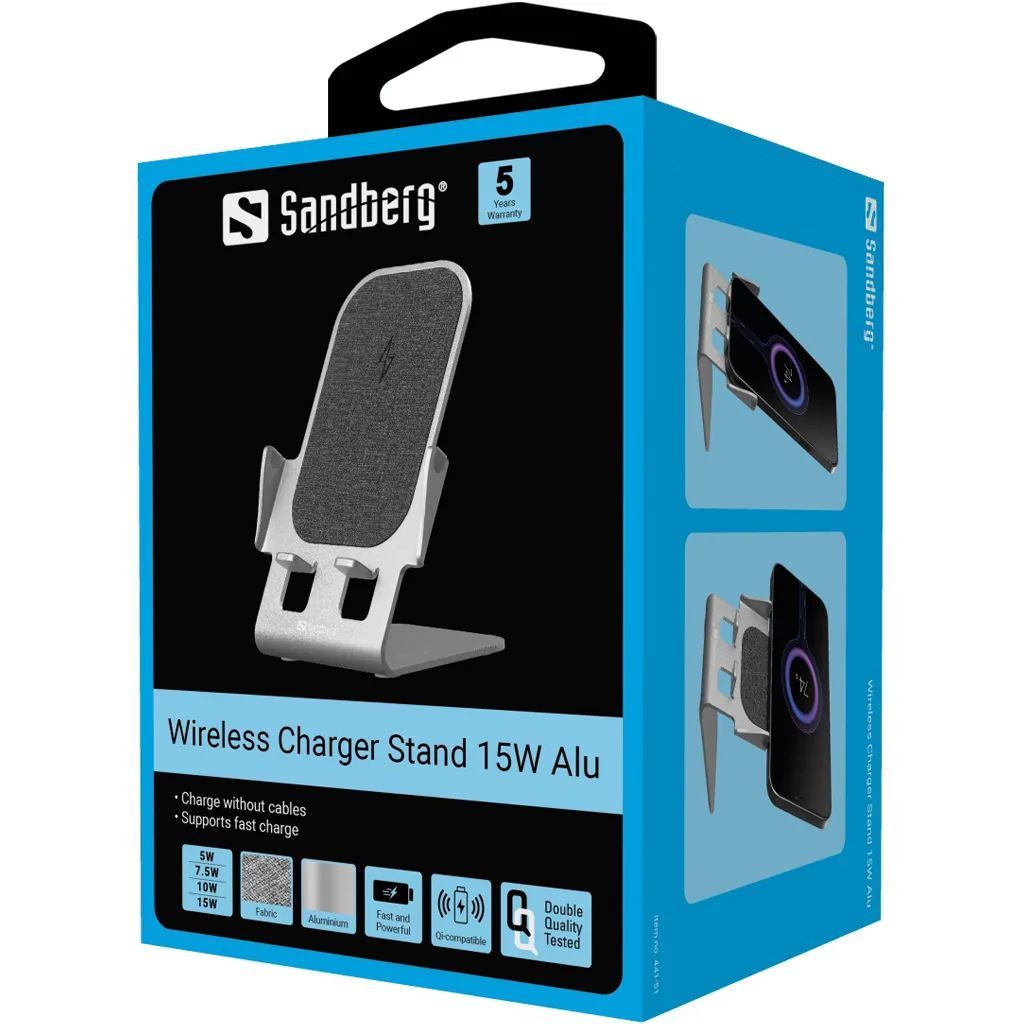 Sandberg Wireless Charger Stand 15W Alu Silver