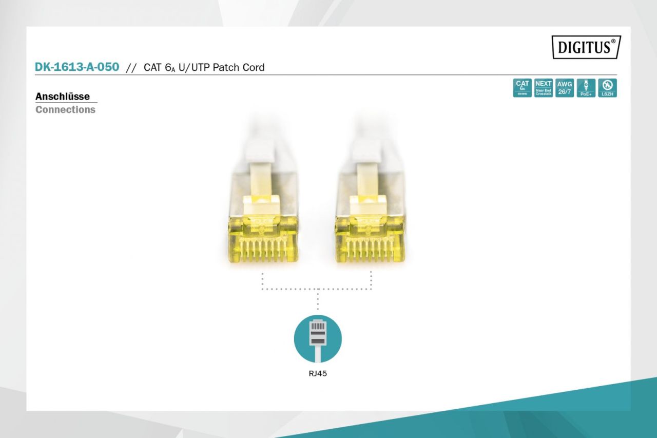 Digitus CAT6A U-UTP Patch Cable 5m Grey