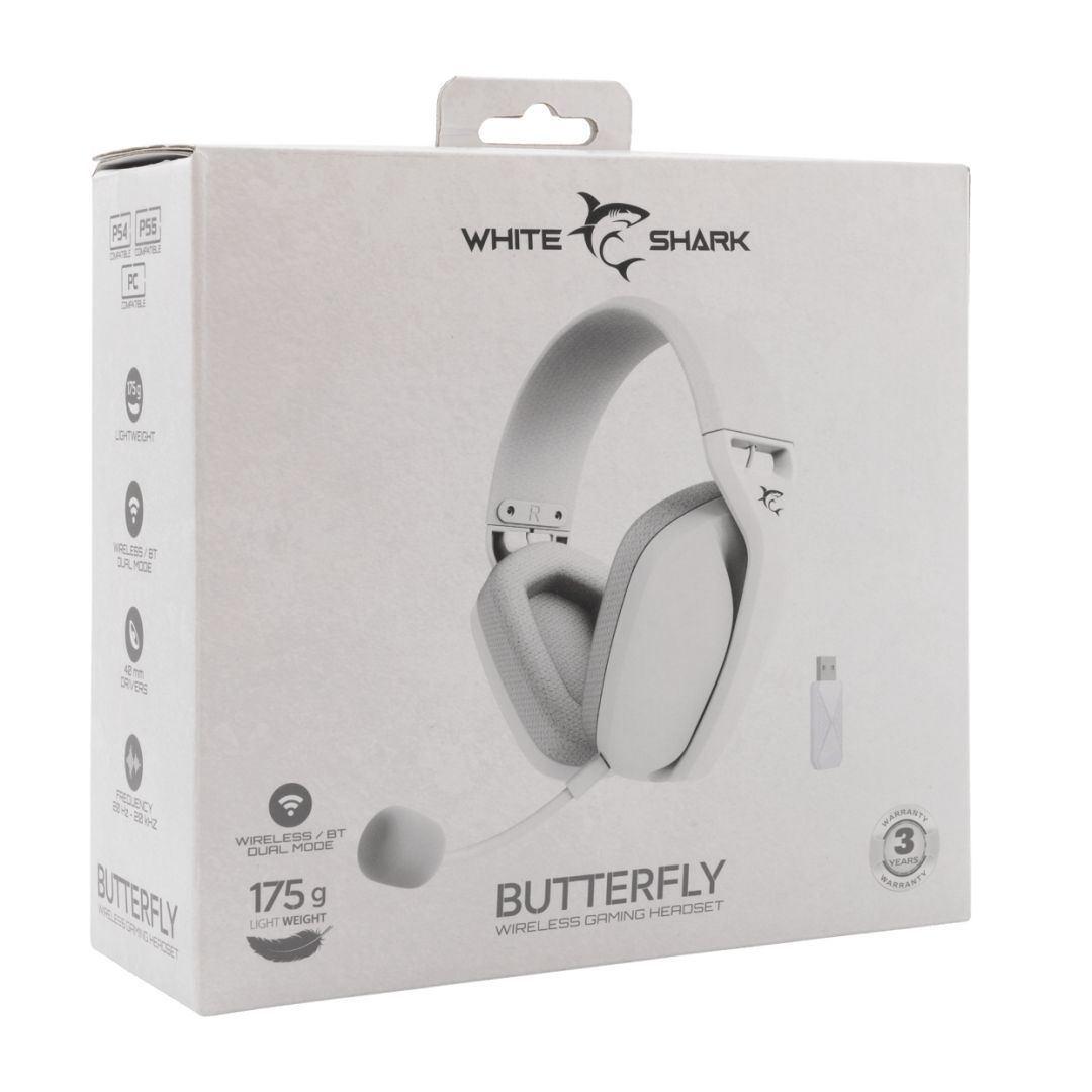 White Shark WGH-2442W Butterfly Wireless Bluetooth Gaming headset White