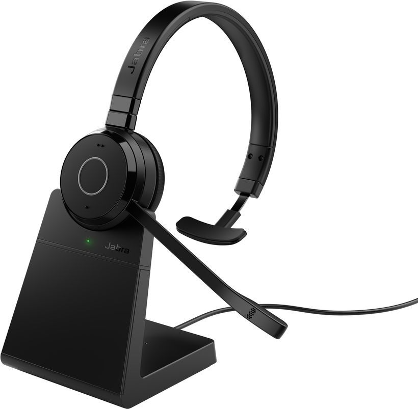 Jabra Evolve 65 TE MS Mono Bluetooth Headset + Charging Stand Black