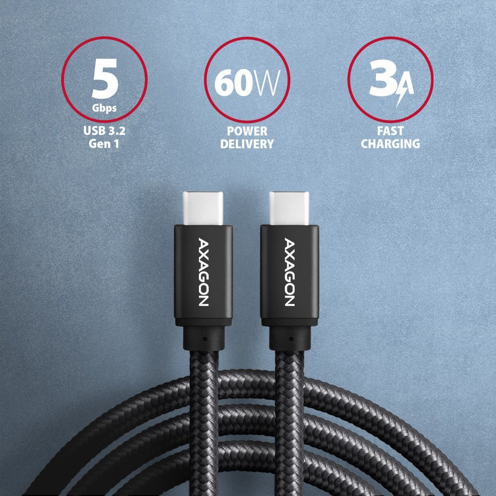 AXAGON BUCM3-CM20AB Speed USB-C > USB-C 3.2 Gen 1 Cable 2m Black