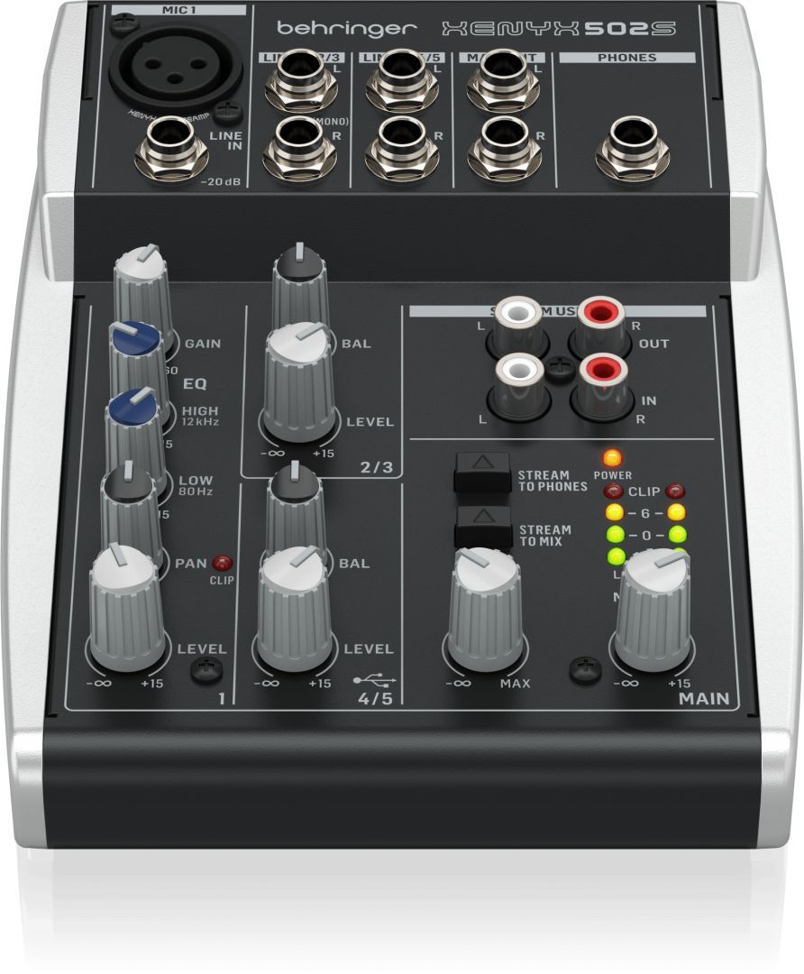 Behringer XENYX 502S Premium Analog 5-Input Mixer with USB Streaming Interface