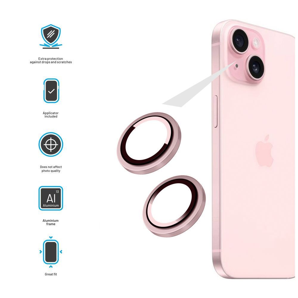 FIXED edzett üveg kamera lencsevédő Apple iPhone 16 /16 Plus telefonokhoz, pink