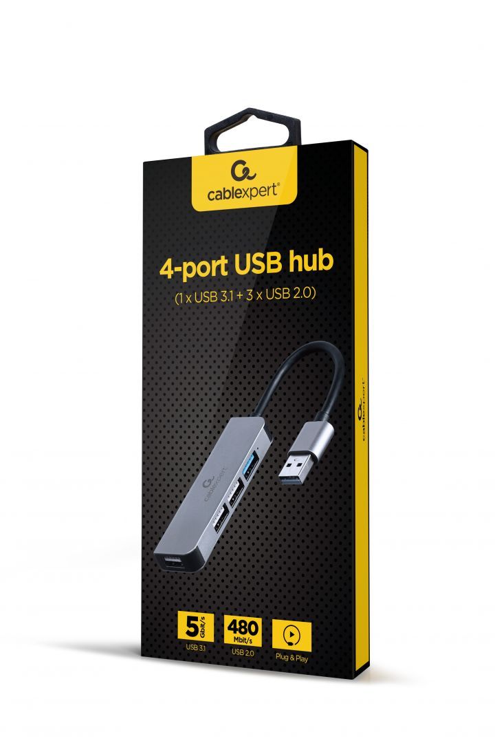 Gembird UHB-U3P1U2P3-01 4-port 1xUSB3.1 + 3xUSB2.0 Aluminium