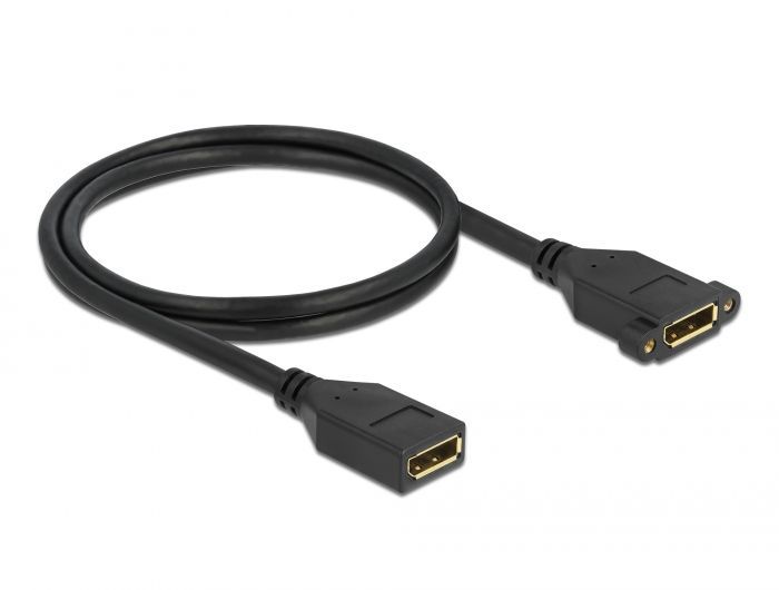 DeLock DisplayPort 1.2 cable female to female panel-mount 4K 60Hz 1m Black