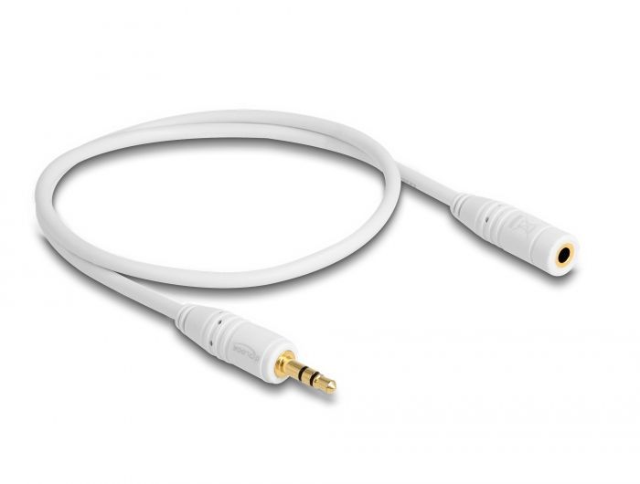 DeLock Stereo Jack Extension Cable 3.5 mm 3 pin male > female 0,5m White