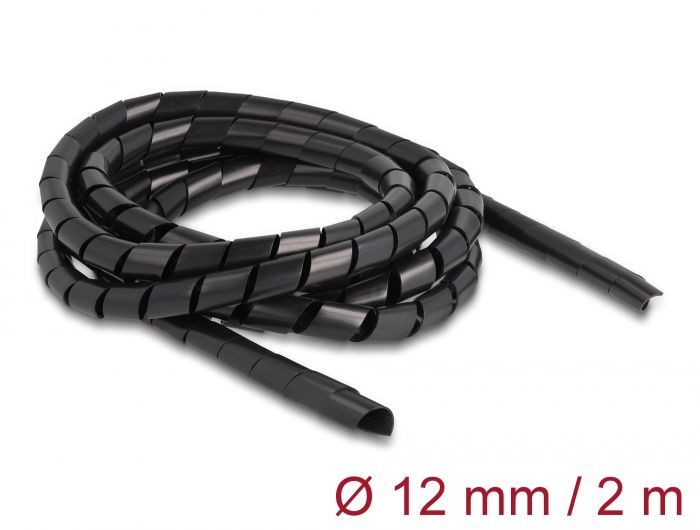 DeLock Spiral Hose flexible 2 m x 12 mm Black