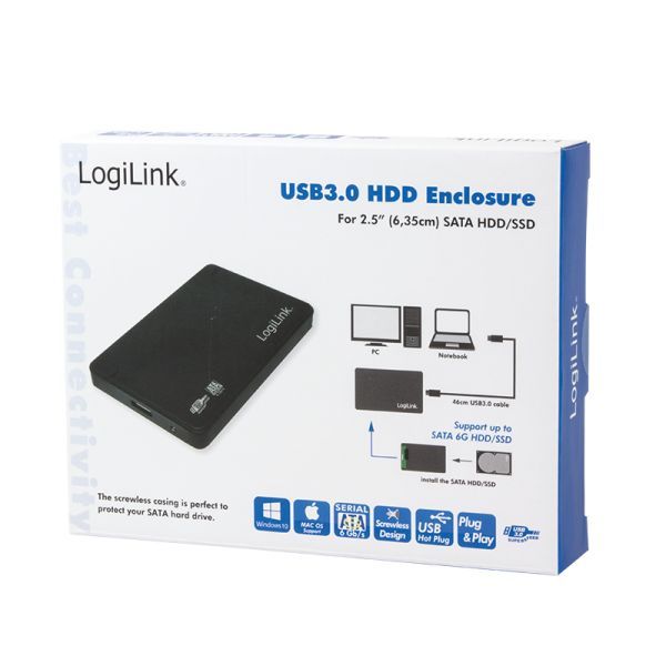 Logilink External HDD enclosure 2.5", SATA, USB 3.0 Black