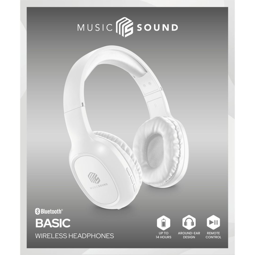 MUSICSOUND Basic Bluetooth Headband Headset White