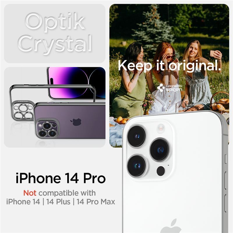 Spigen Optik Crystal, chrome gray - iPhone 14 Pro