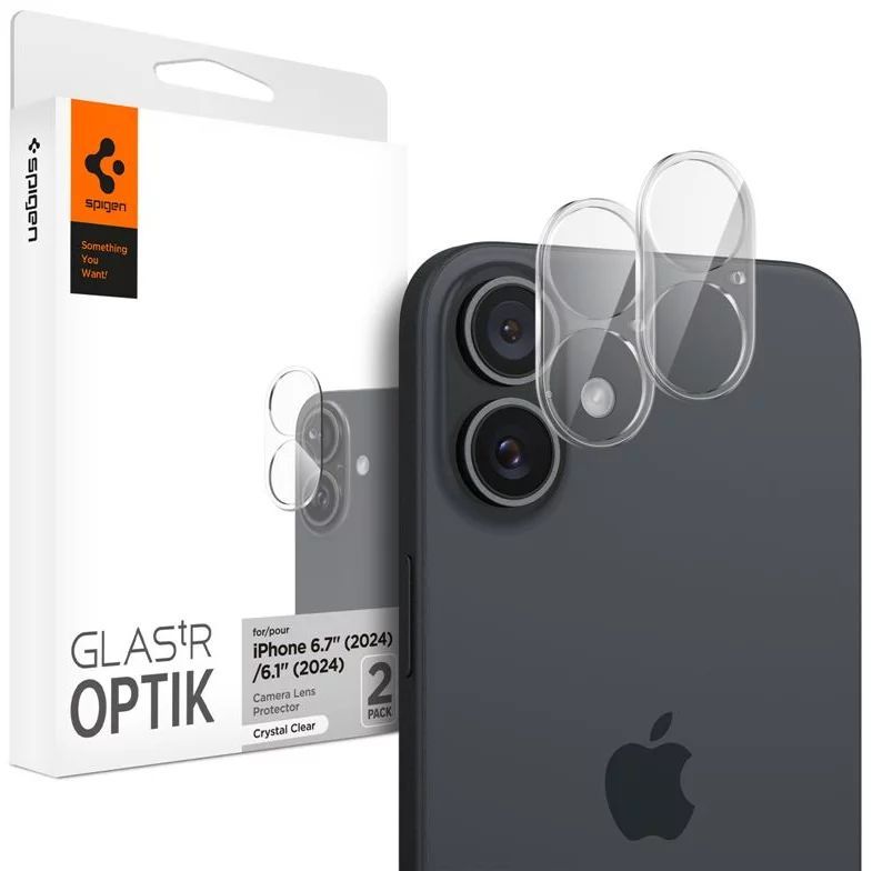 Spigen Glass tR Optik 2 Pack iPhone 16/16 Plus Crystal Clear