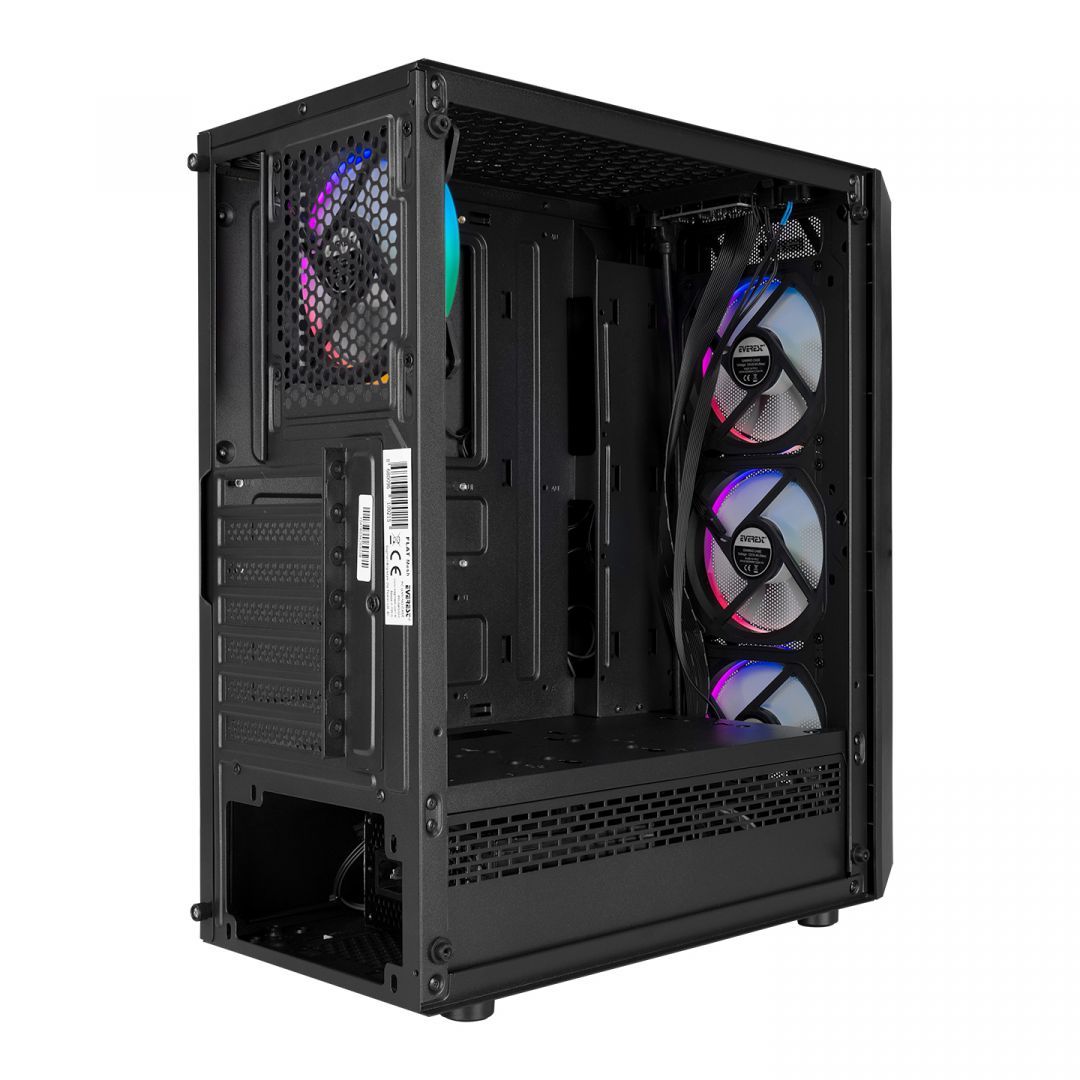 Rampage Everest Flat Mesh RGB Tempered Glass Black