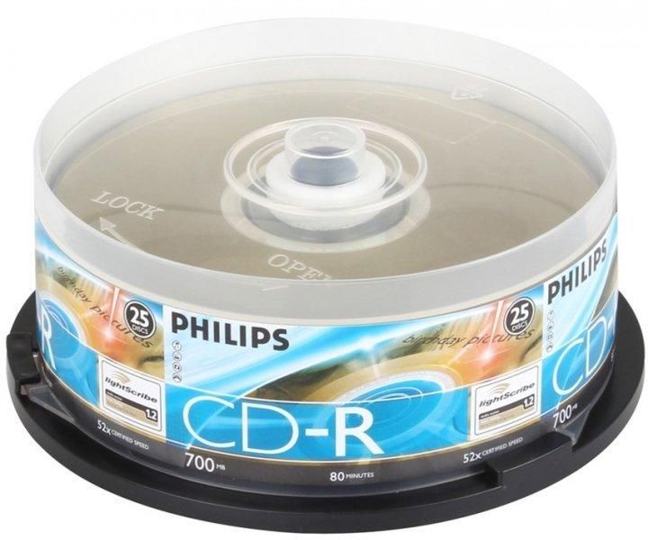 Philips CD-R 80 52x 25db/henger nyomtatható (25-ös címke)