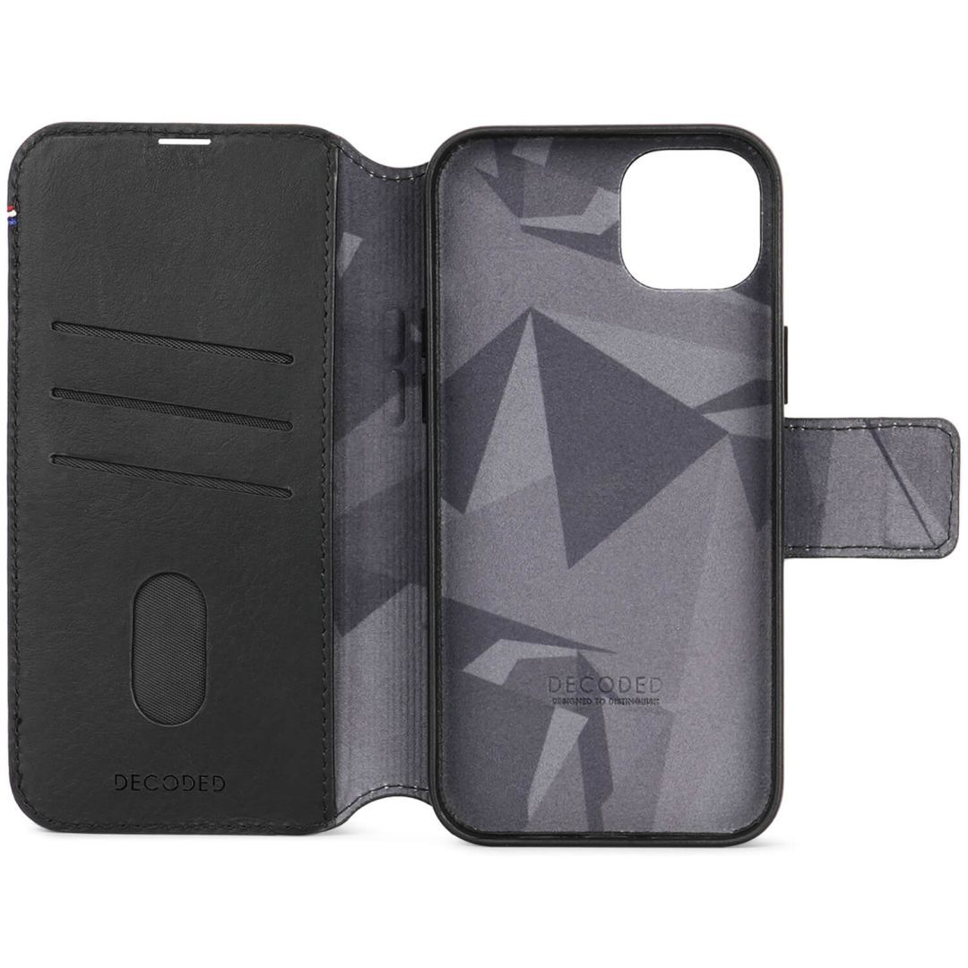 Decoded iPhone 15 Plus Case Leather Detachable Wallet Black