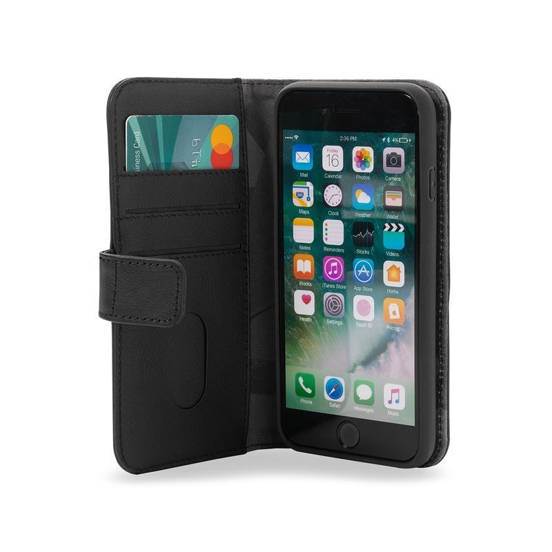 Decoded Leather Detachable Wallet, black - iPhone SE/8/7