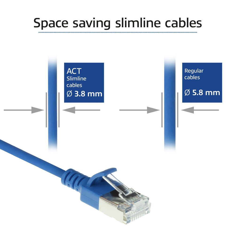 ACT CAT6A U-FTP Patch Cable 1m Blue