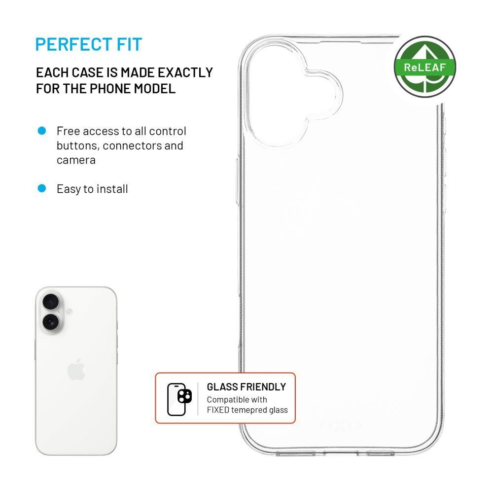 FIXED AntiUV TPU géltok Apple iPhone 16 Plus készülékhez, átlátszó