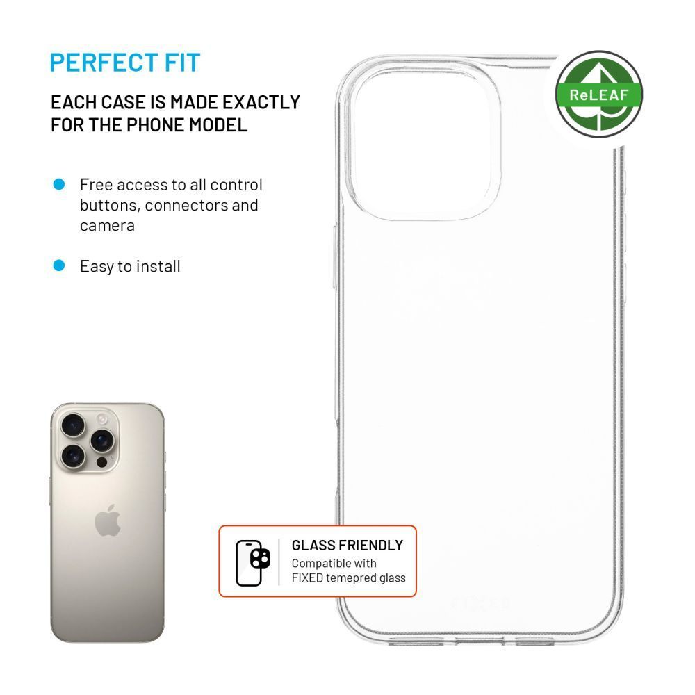 FIXED AntiUV TPU géltok Apple iPhone 16 Pro Max készülékhez, átlátszó