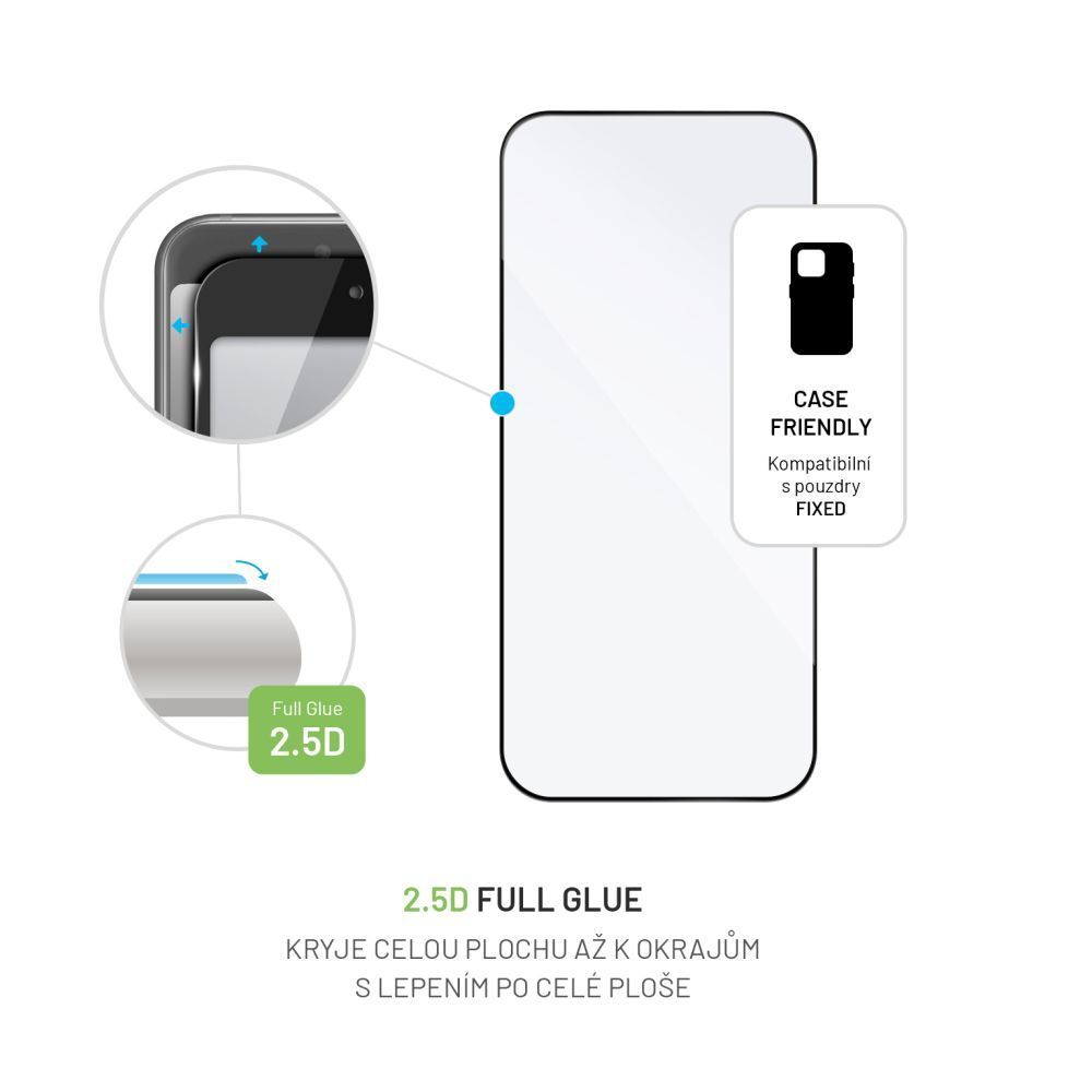 FIXED teljes képernyőt védő 2,5D üvegfólia Apple iPhone 16 Pro Max-hoz, fekete