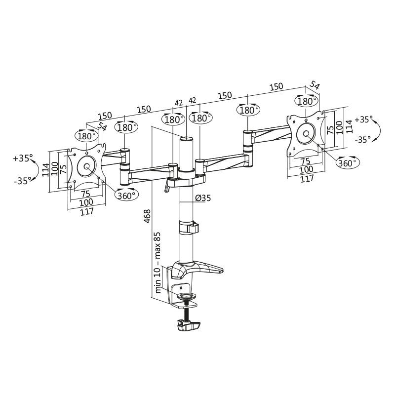 Logilink BP0077 13"–27" Dual Monitor Mount Black