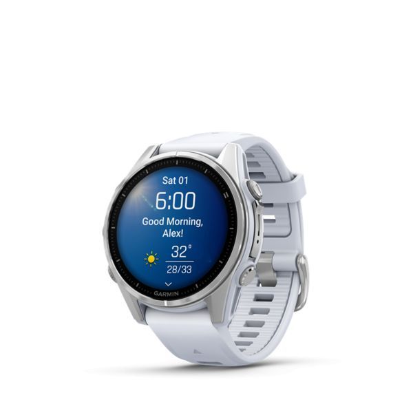 Garmin fenix 8 Silver with Whitestone Silicone Band